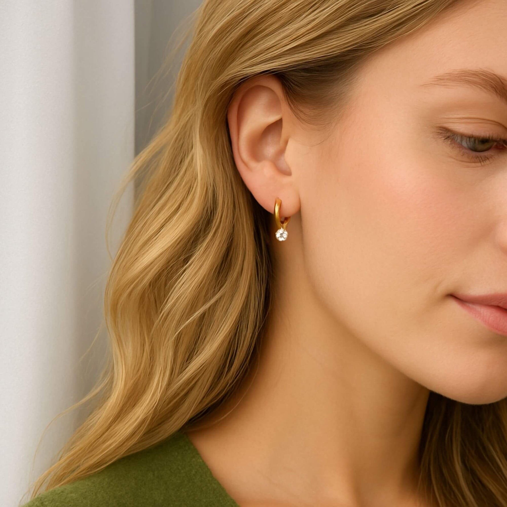 Solitaire Huggy Hoop Earrings