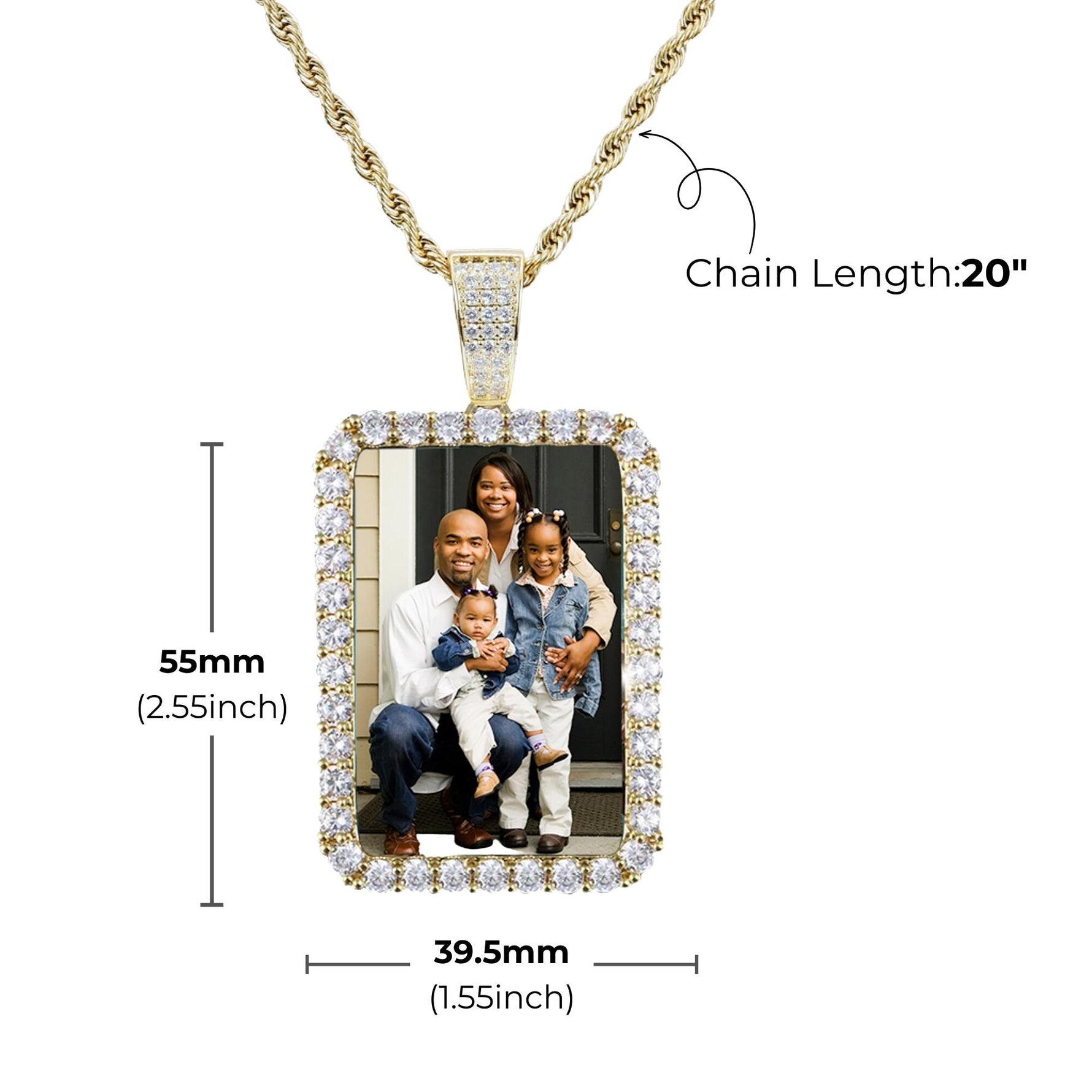 Rectangle Diamond Medallion Pendant Necklace