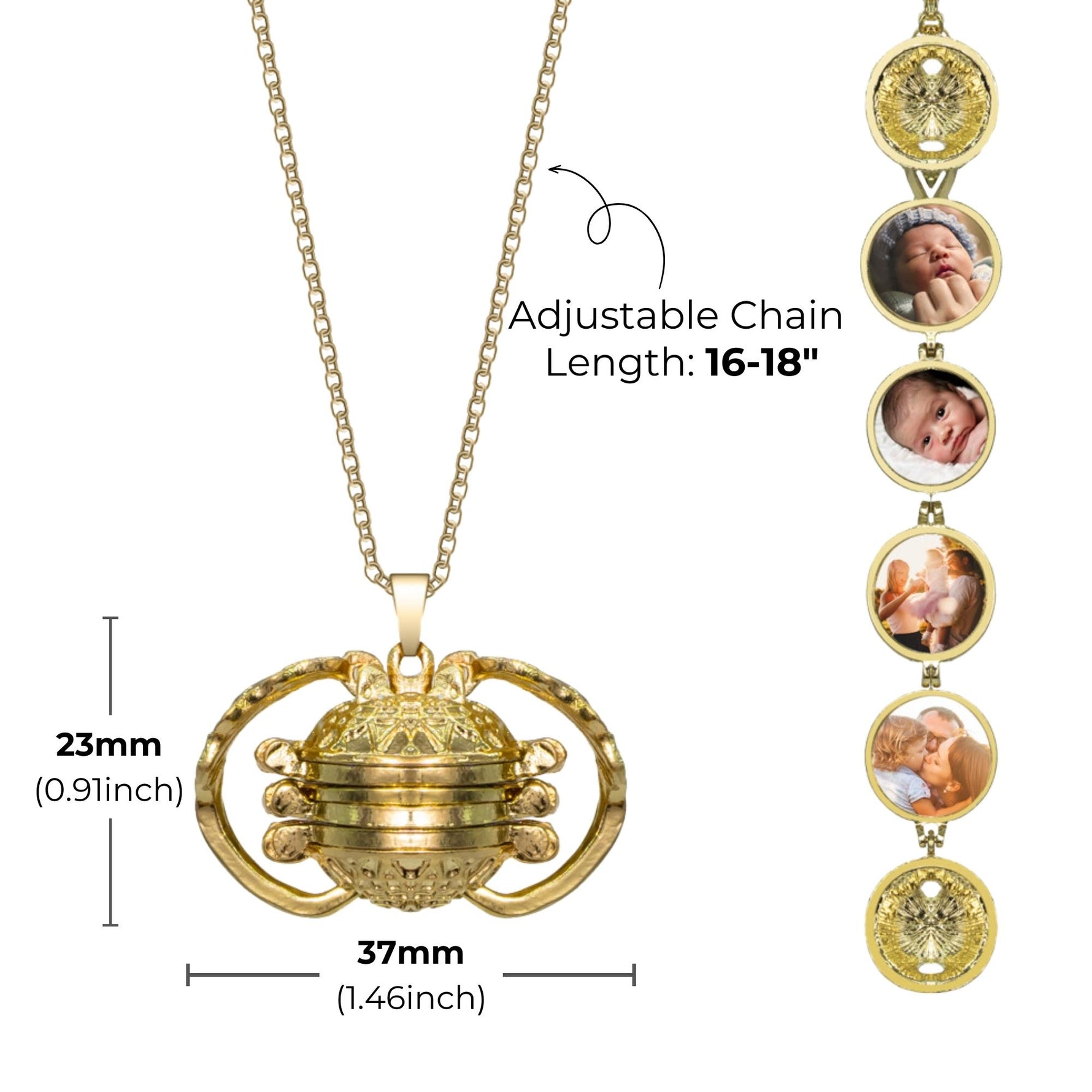Four Gold Ball Locket Necklace