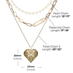 Triple Layer Heart Photo Necklace Set