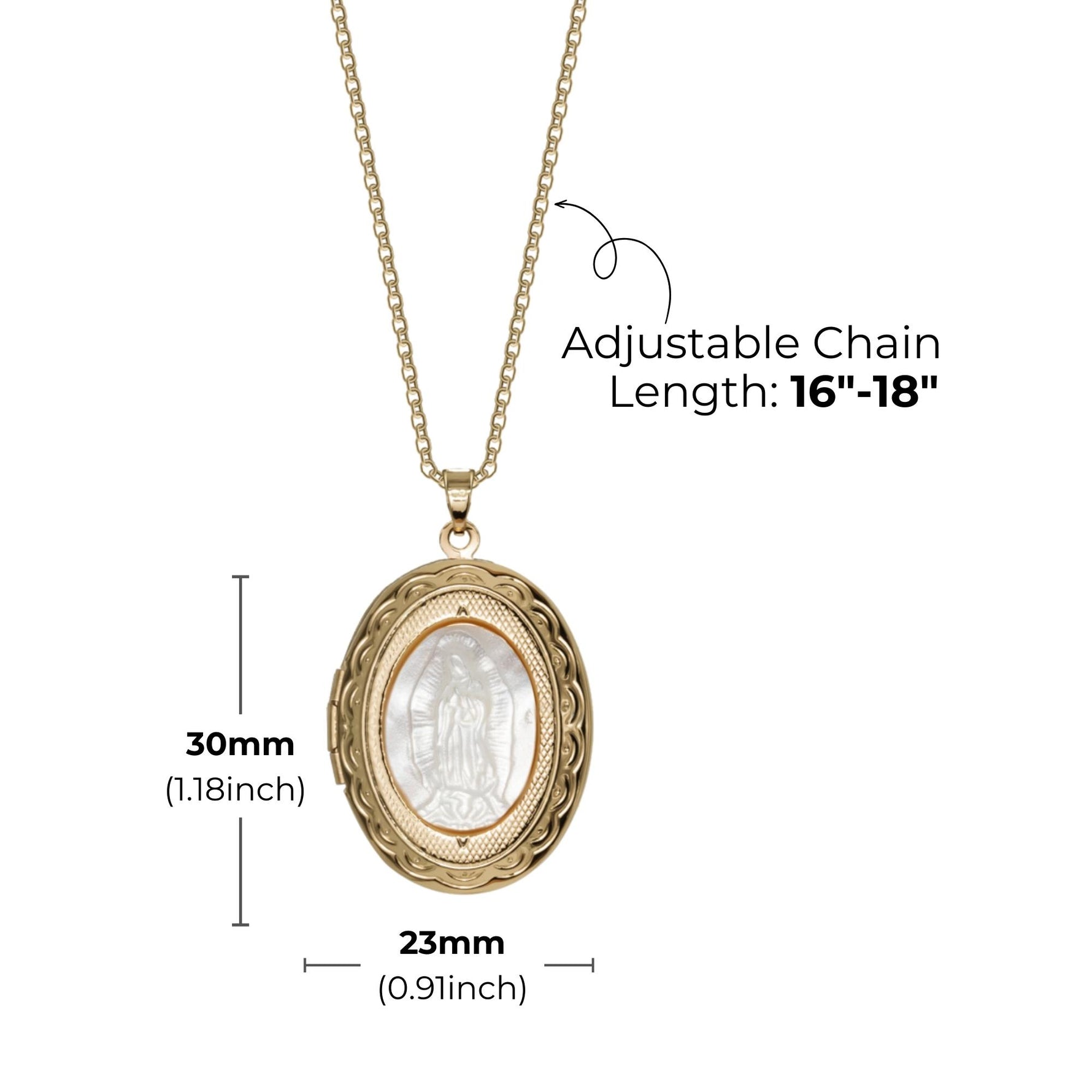 Virgin Mary necklace with picture inside