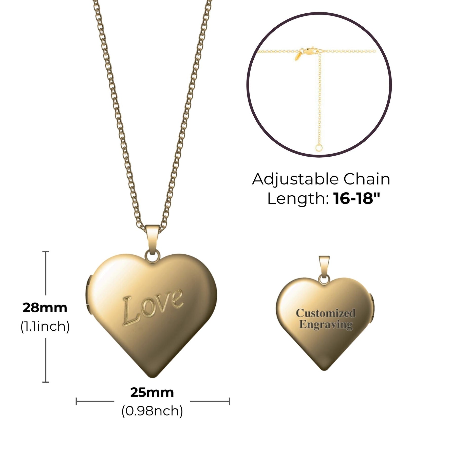 Love Heart Photo Necklace