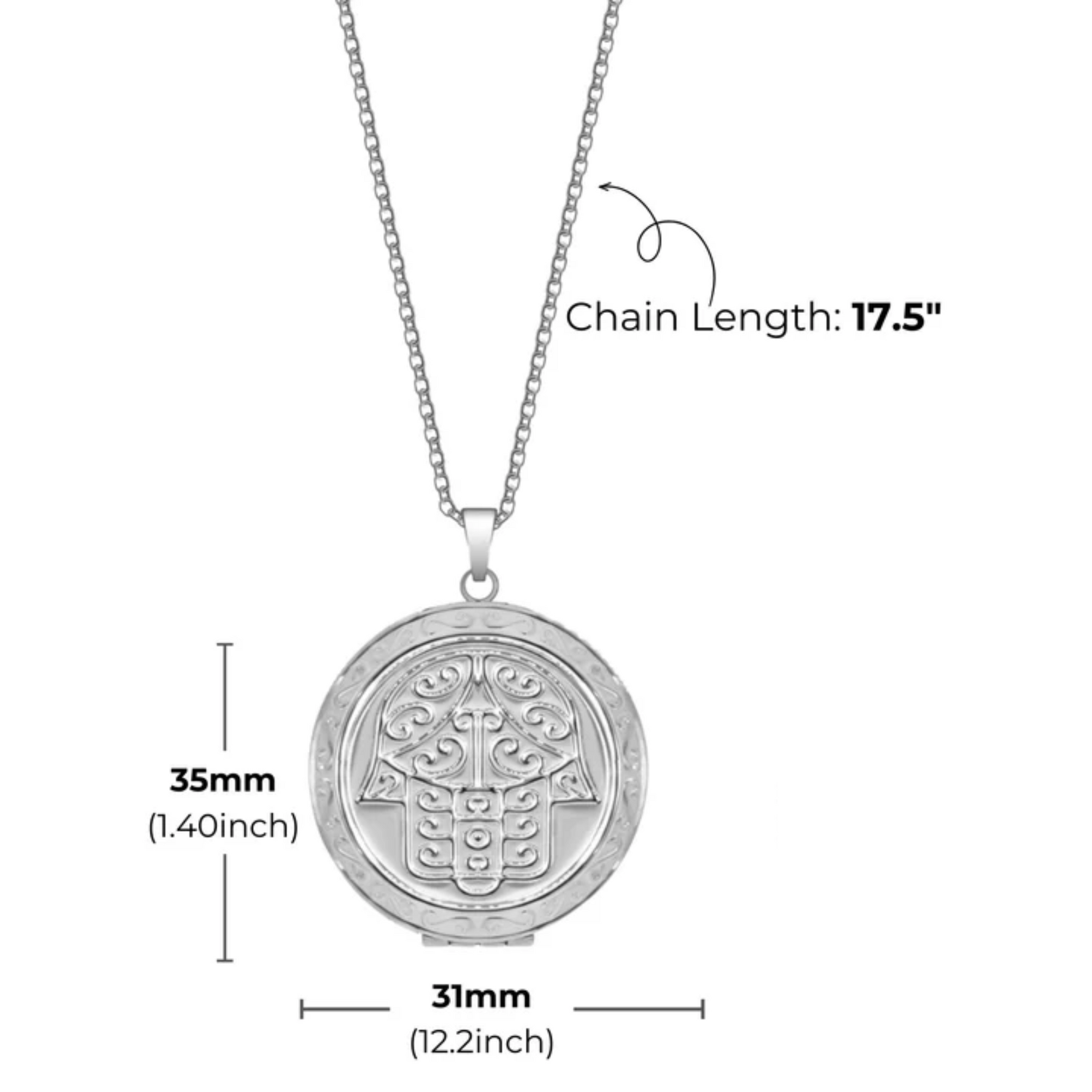 Hamsa hand Round Locket Image Necklace