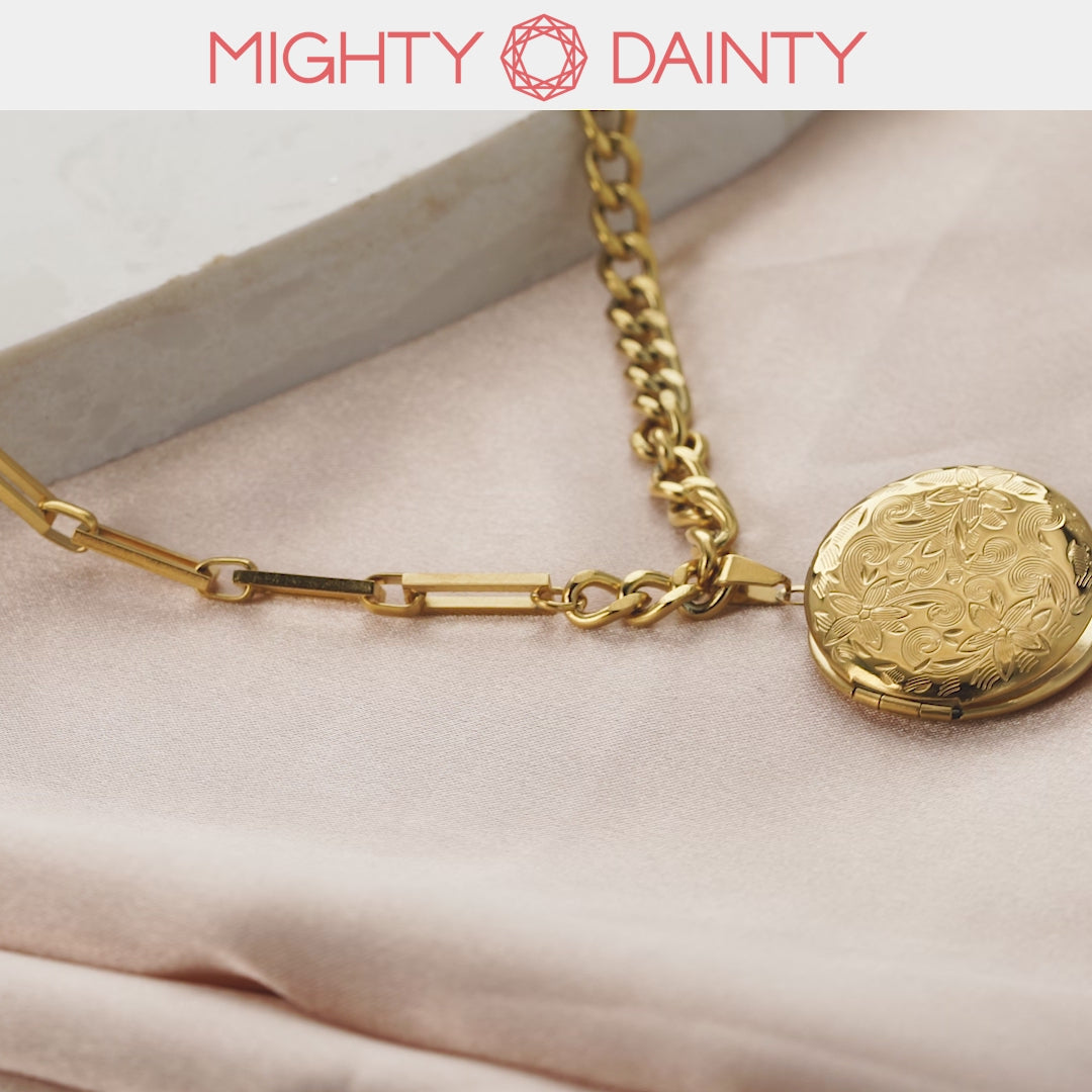 Engraved Photo Locket Necklace