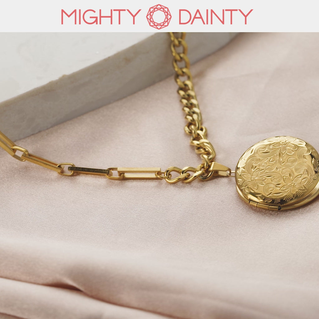 Engraved Photo Locket Necklace