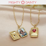 Red Heart Book Photo Necklace