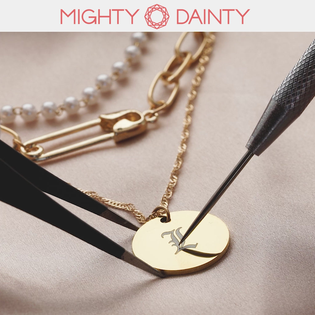 Round Initial Paper Clip Necklace Set