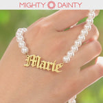Gothic Pearl Name Necklace