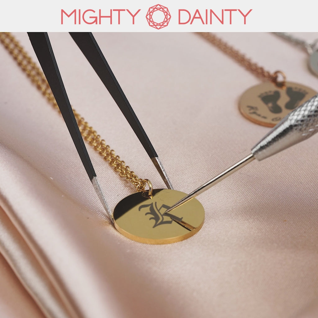 Round Vintage Initial Necklace