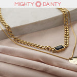 Vintage Initial Stone Necklace Set