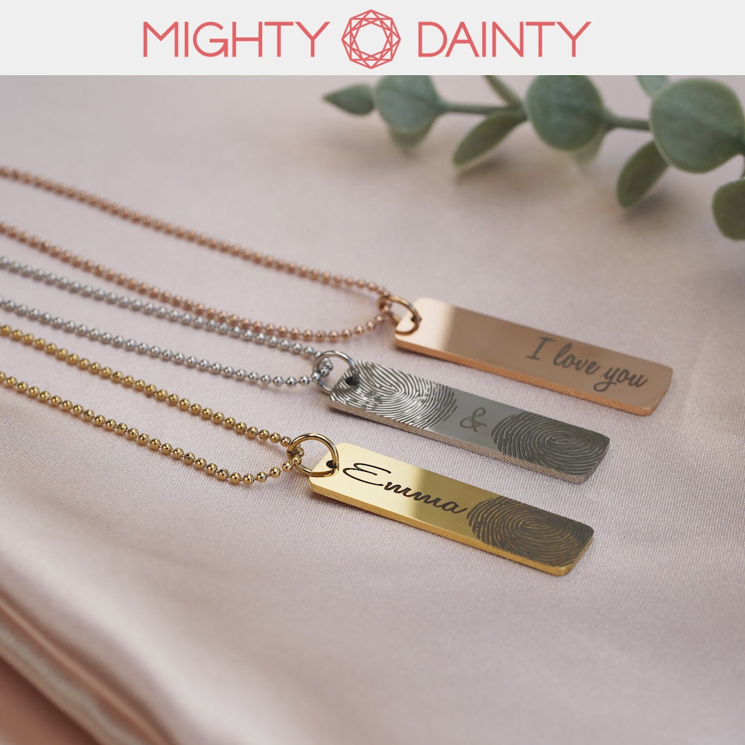 Two Fingerprints Bar Necklace