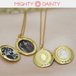 Mighty Dainty Virgin Mary necklace with picture inside