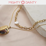 Photo Locket and Pearl Necklace Set