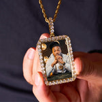 Rectangle Diamond Medallion Pendant Necklace