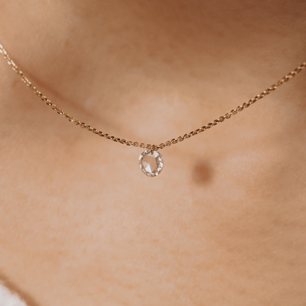 Gold Single Large Diamond Necklace