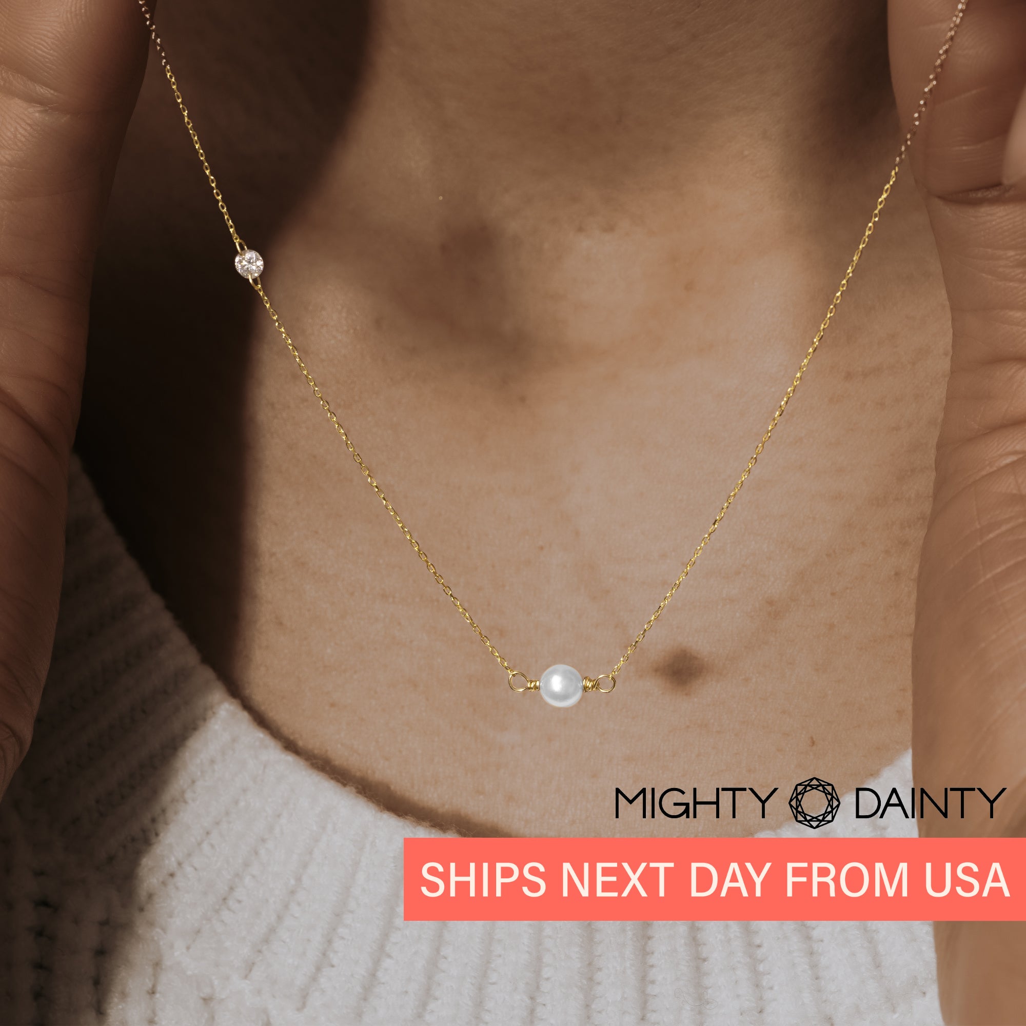★MIDNIGHT MOMENT.★ standard thin pearl necklace Mini Pearl Toggle Necklace – Vedern
