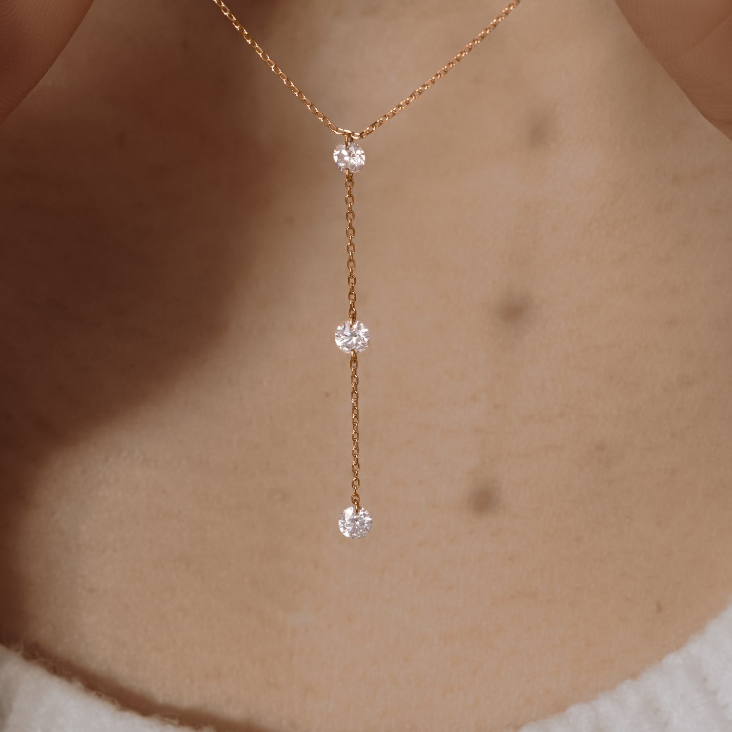 Gold Teardrop Diamond Necklace