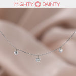 Gold Three Diamond Drop Necklace