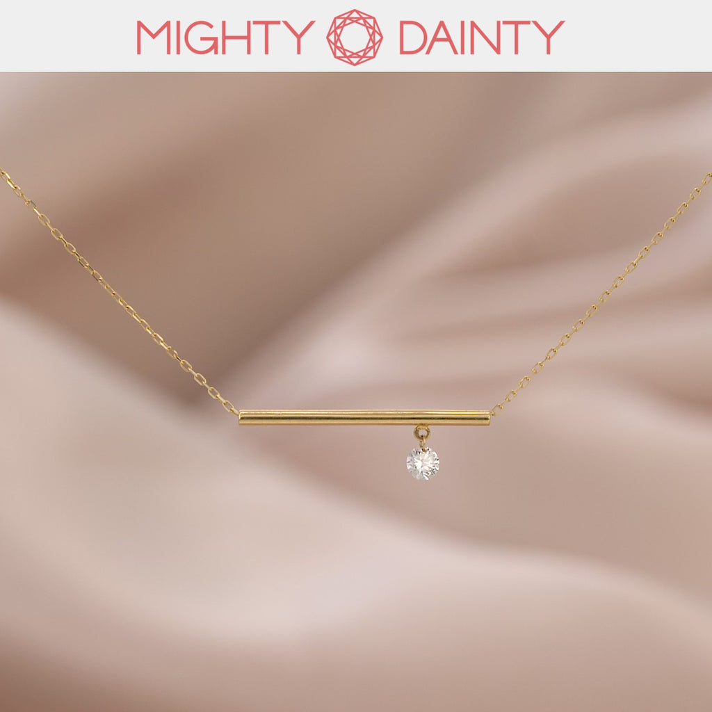 Gold Bar and Diamond Necklace