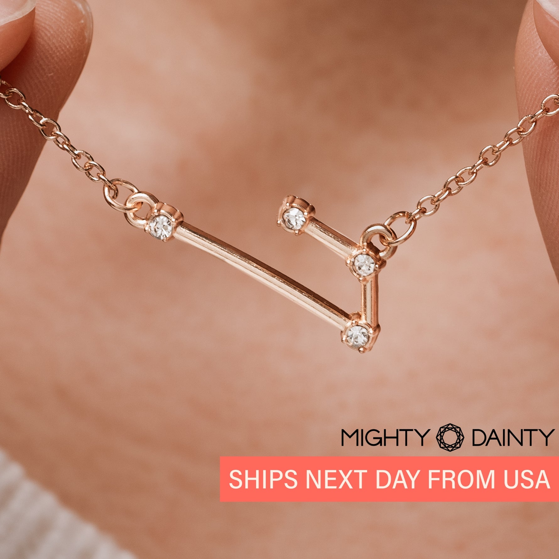 Mighty dainty necklace for her, birthday gift and graduation gift for her  with Aries horoscope sign 
