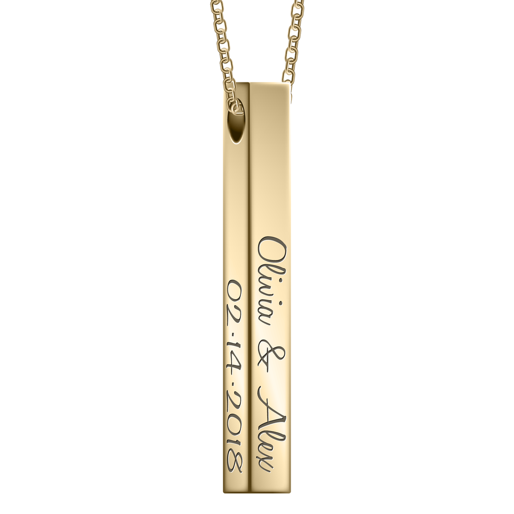 Double sided engraved bar 2025 necklace