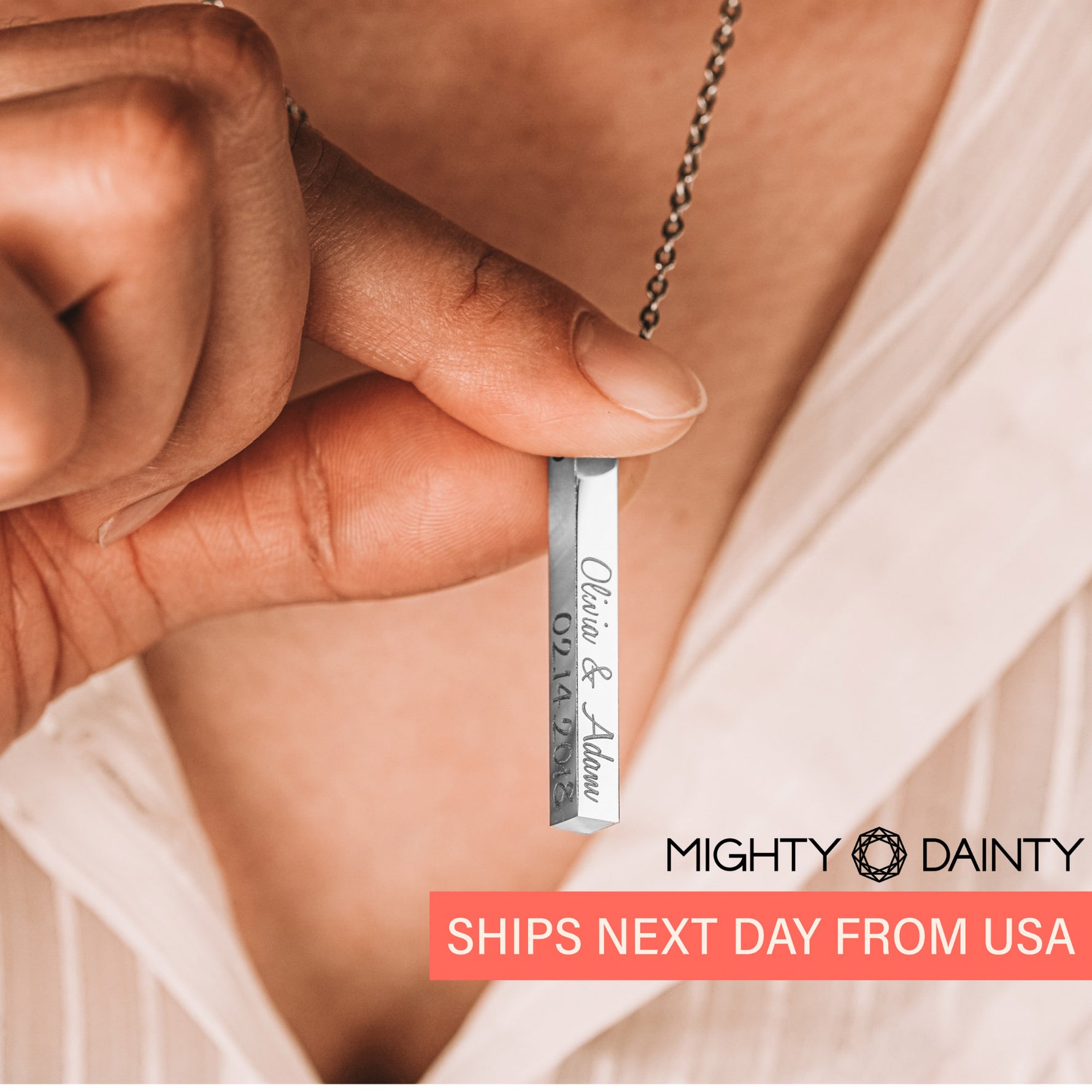 Four-Sided Vertical Bar Necklace