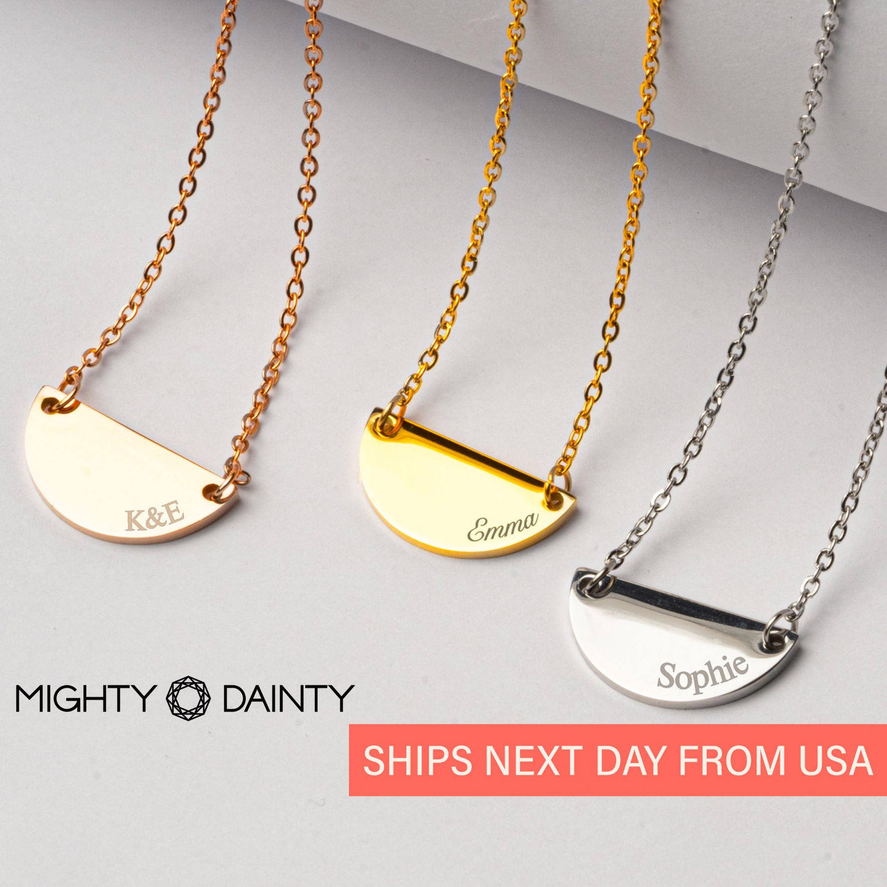 Half Moon Name Necklace