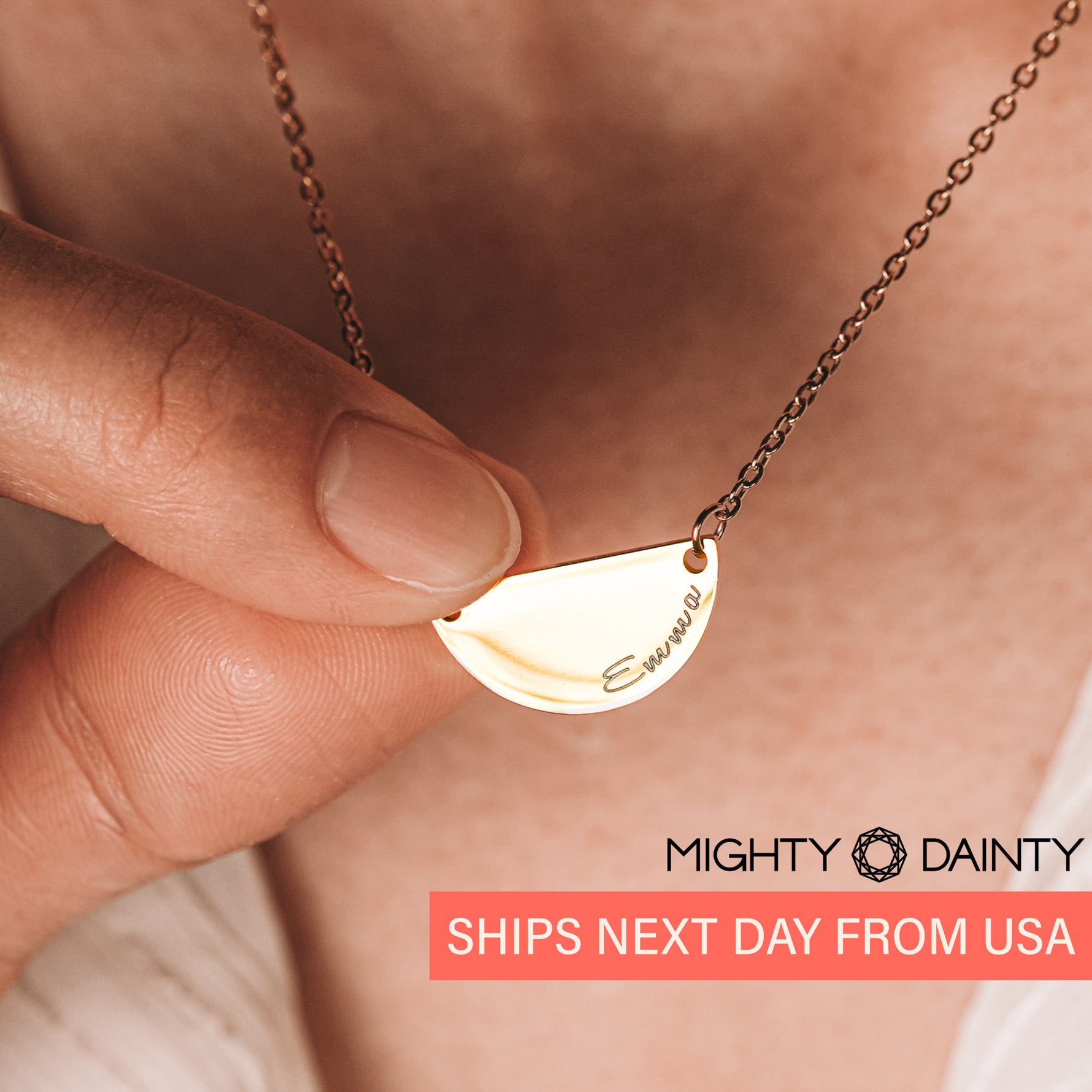 Half Moon Name Necklace