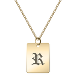 Rectangle Vintage Initial Necklace
