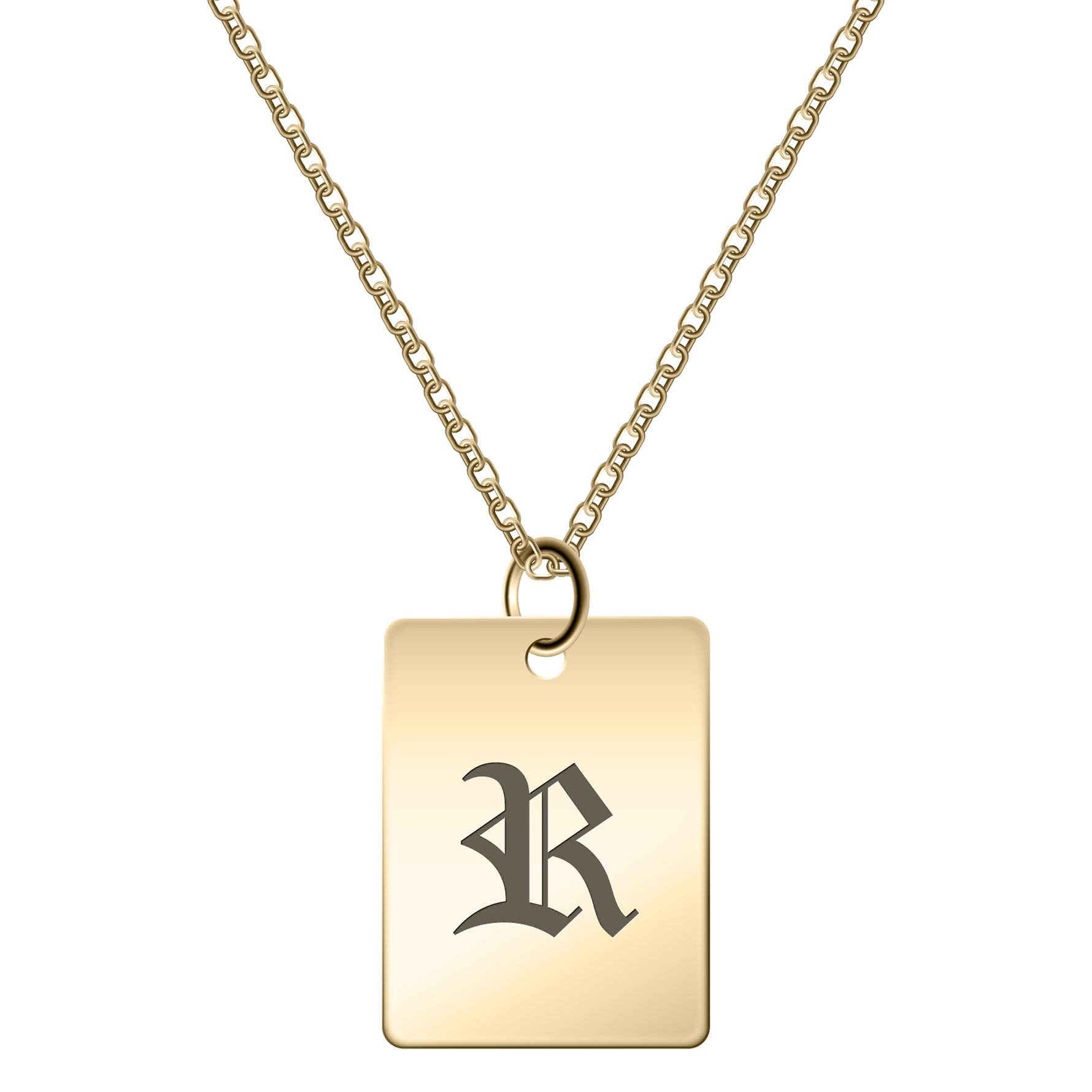 Rectangle Vintage Initial Necklace