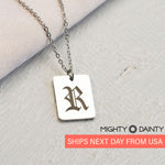 Rectangle Vintage Initial Necklace