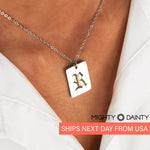 Rectangle Vintage Initial Necklace