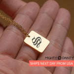 Rectangle Vintage Initial Necklace