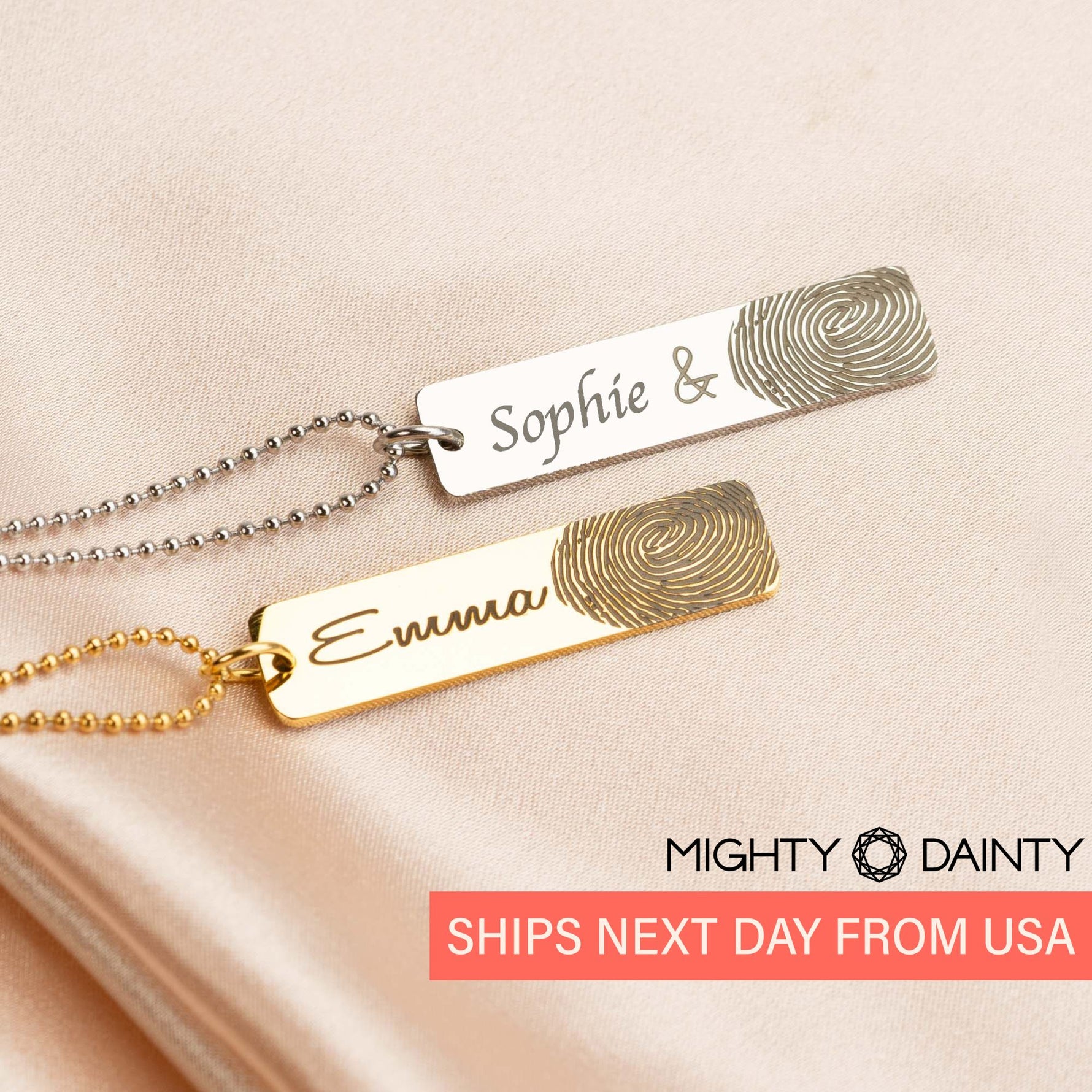 Fingerprint Bar Name Necklace