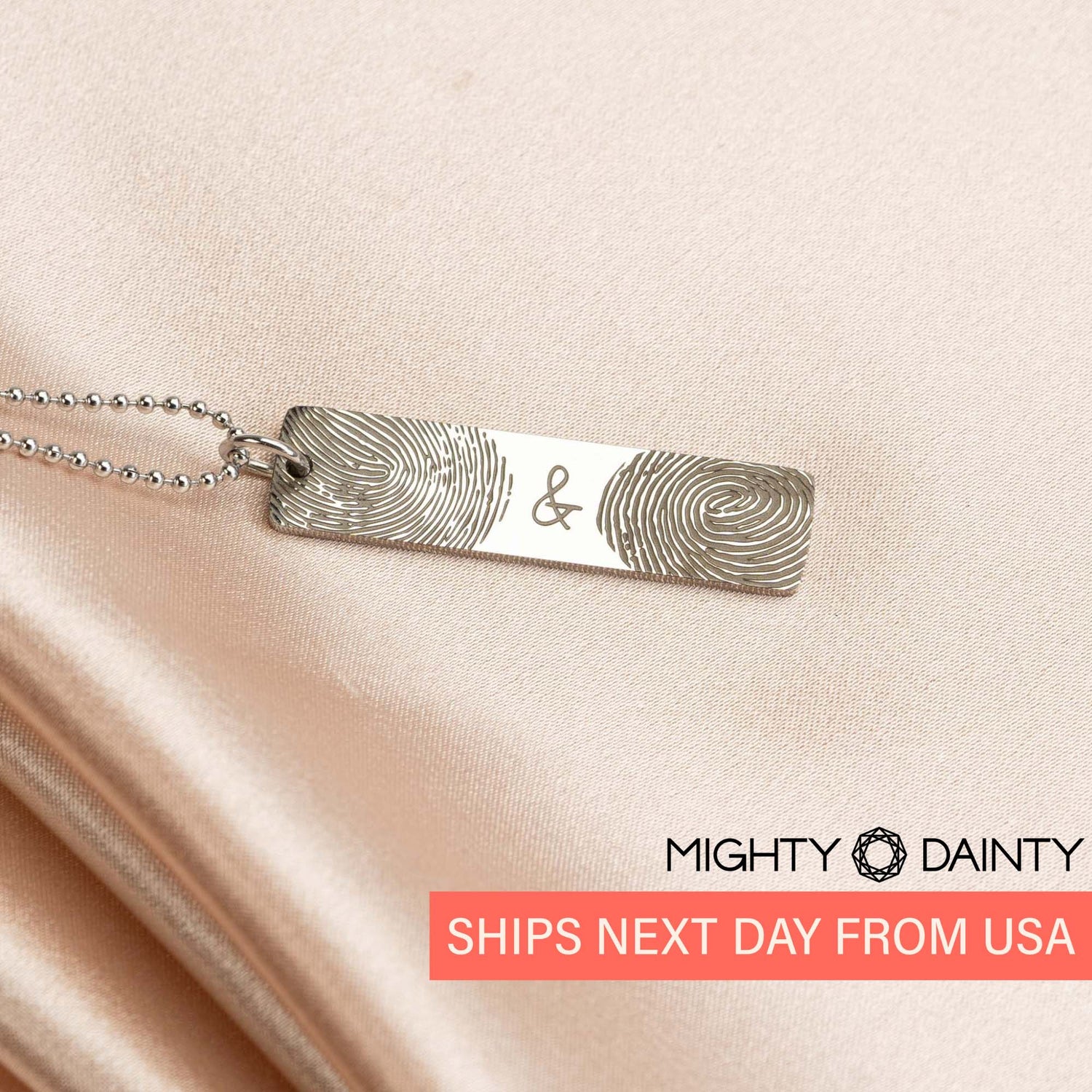 personalized fingerprint bar necklace for couples