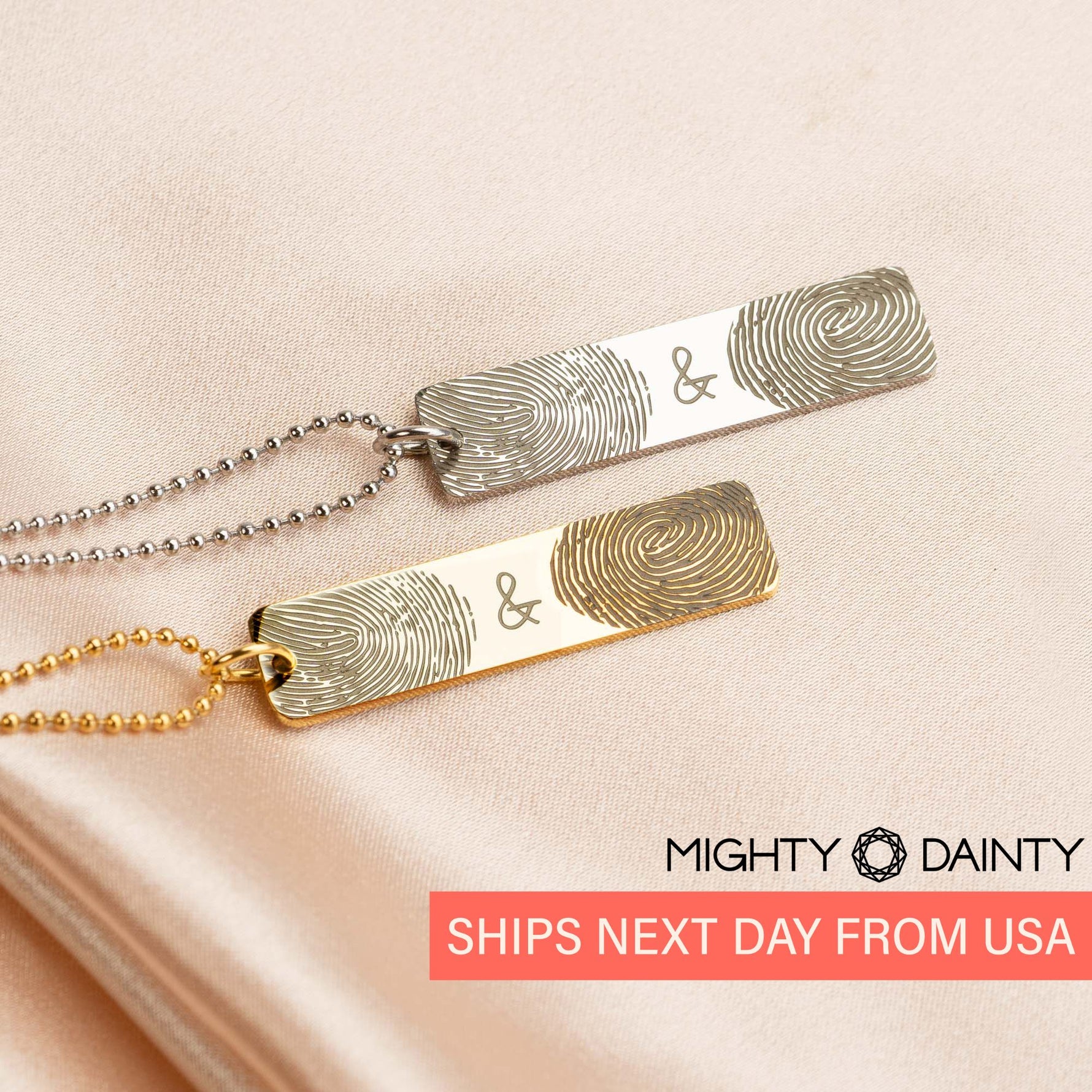 Two Fingerprints Bar Necklace