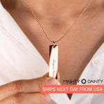 woman wearing personalized name necklace