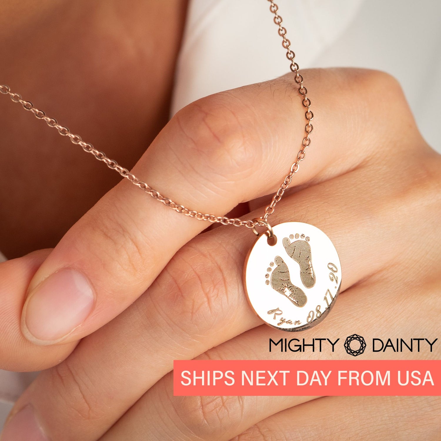 custom baby hand necklace