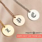 Round Vintage Initial Necklace