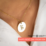 Round Vintage Initial Necklace