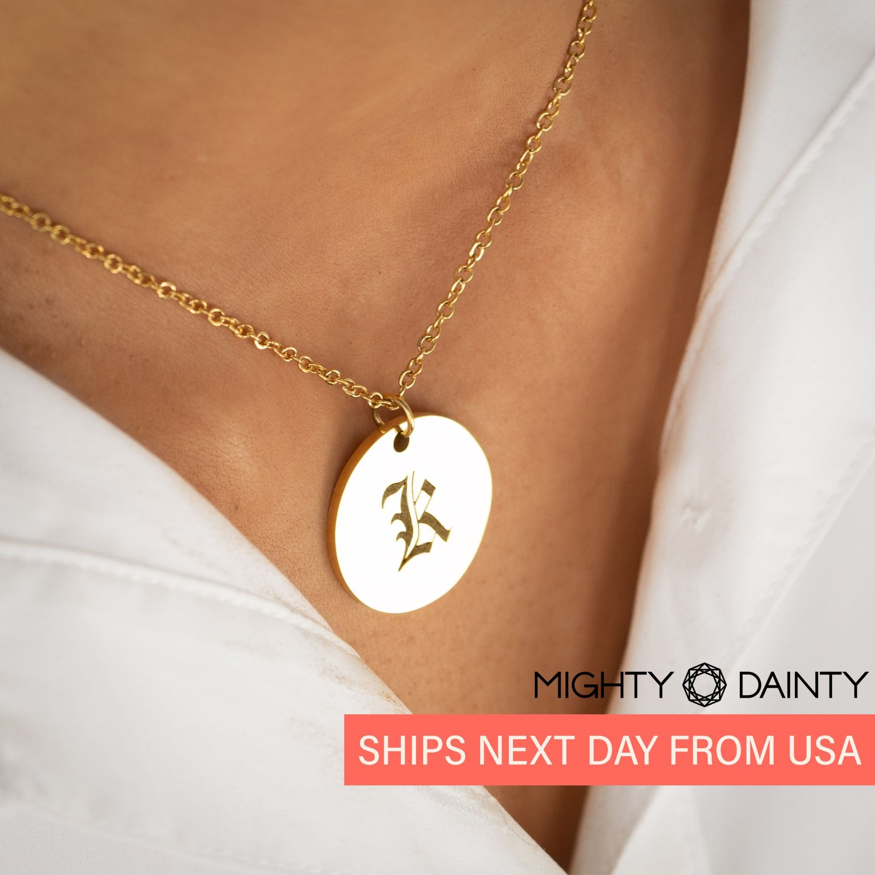 Round Vintage Initial Necklace