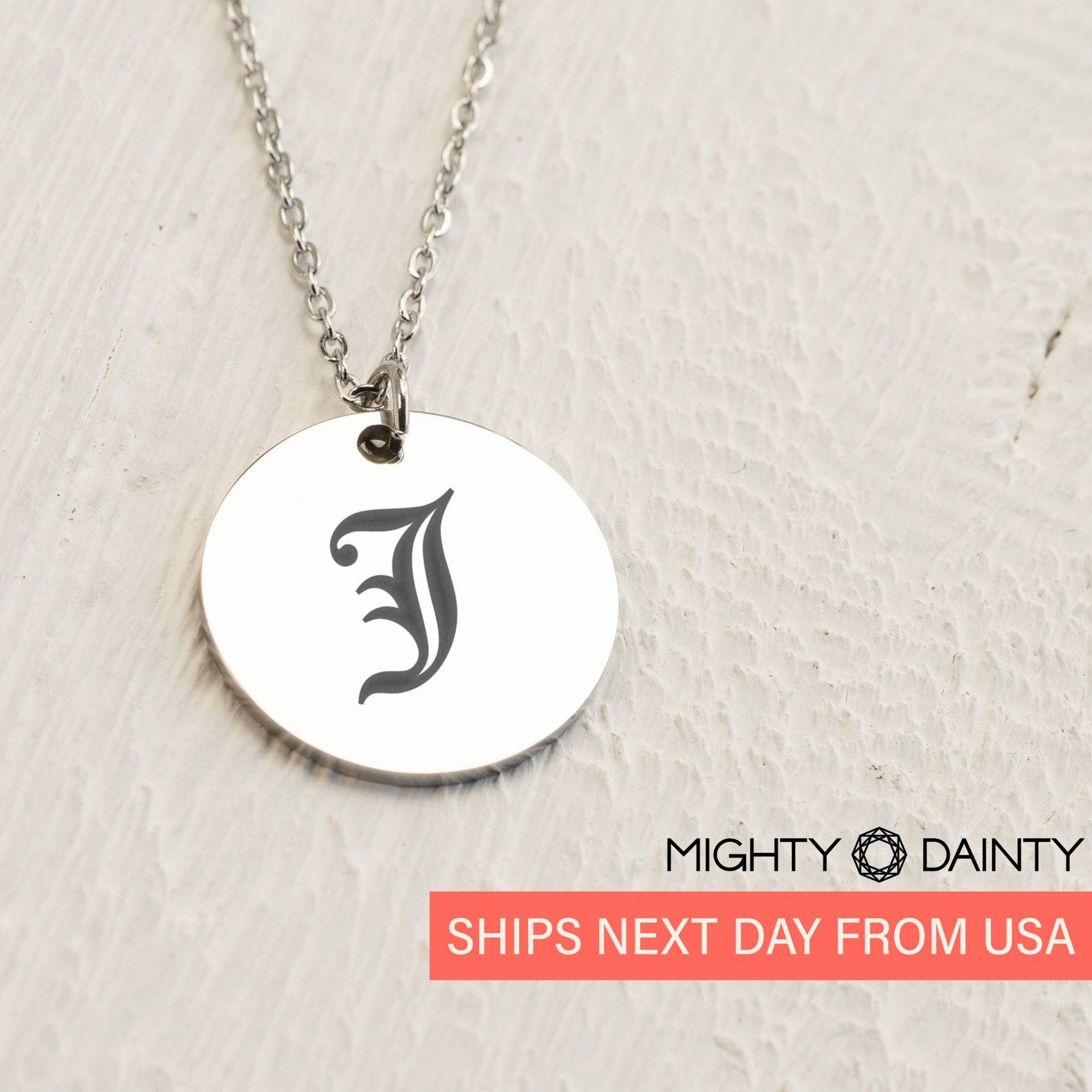 Round Vintage Initial Necklace