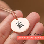 Round Vintage Initial Necklace