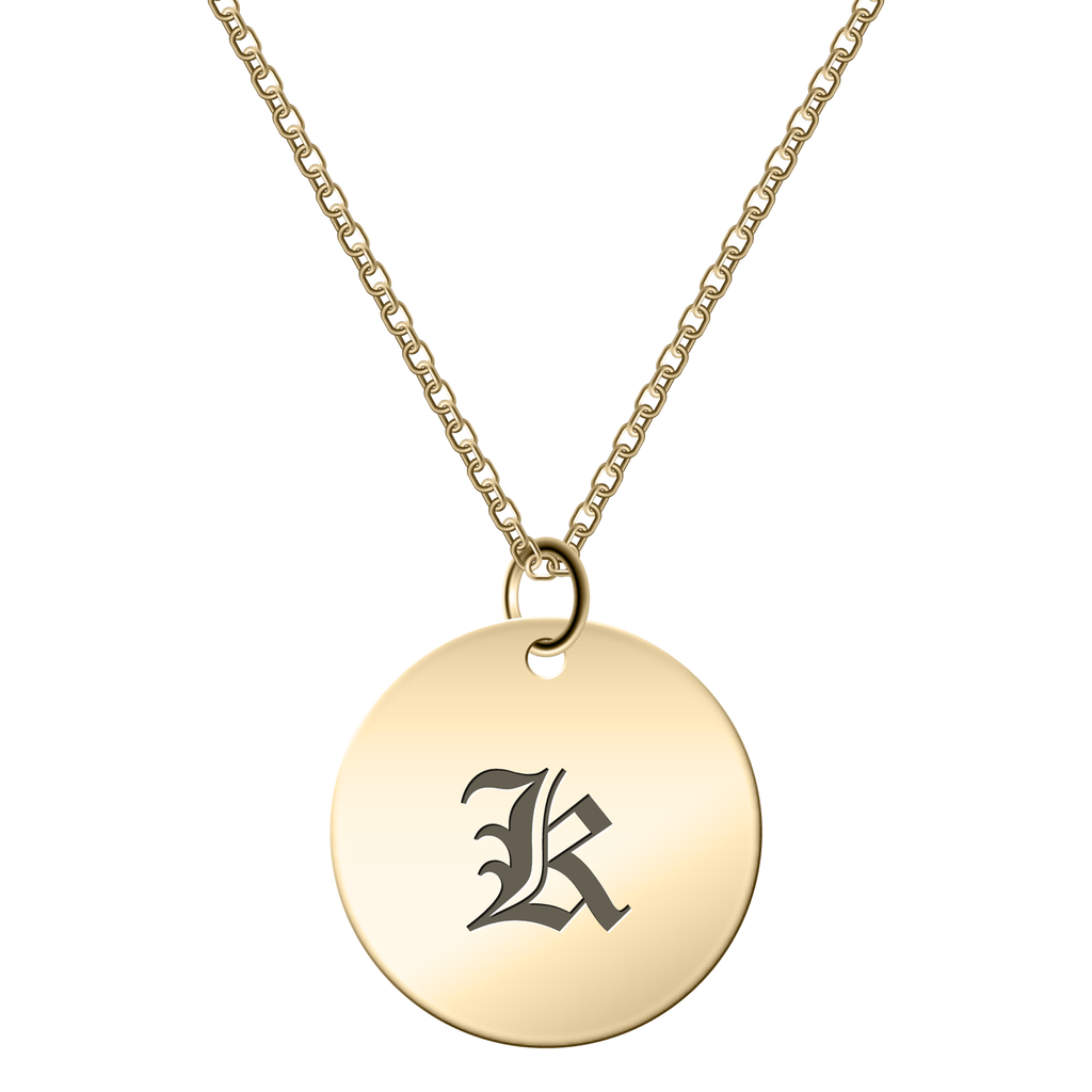 Round Vintage Initial Necklace