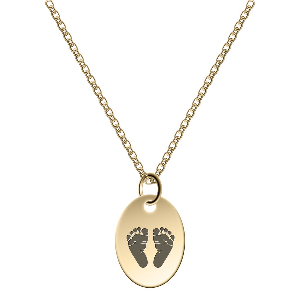 Oval Baby Feet Necklace