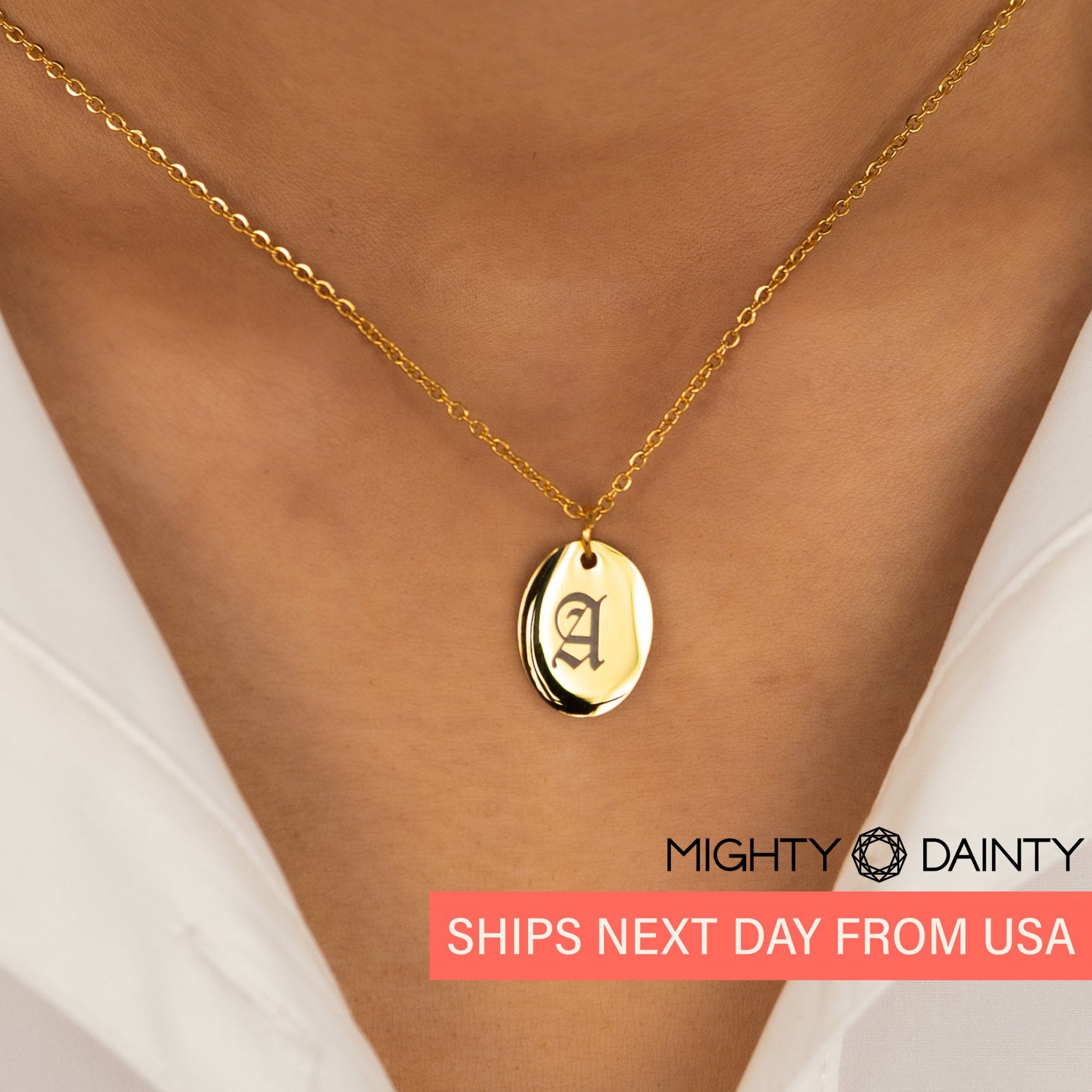 Oval Initial Pendant Necklace