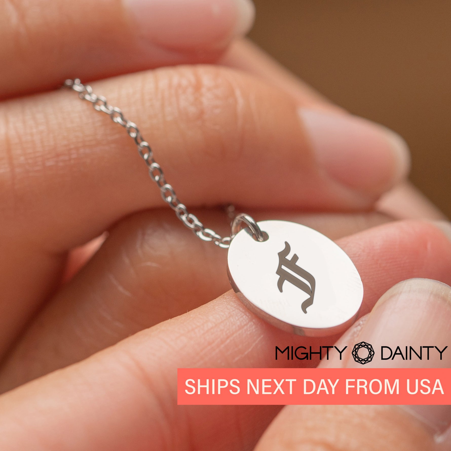 Oval Initial Pendant Necklace