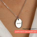 Oval Text Pendant Necklace