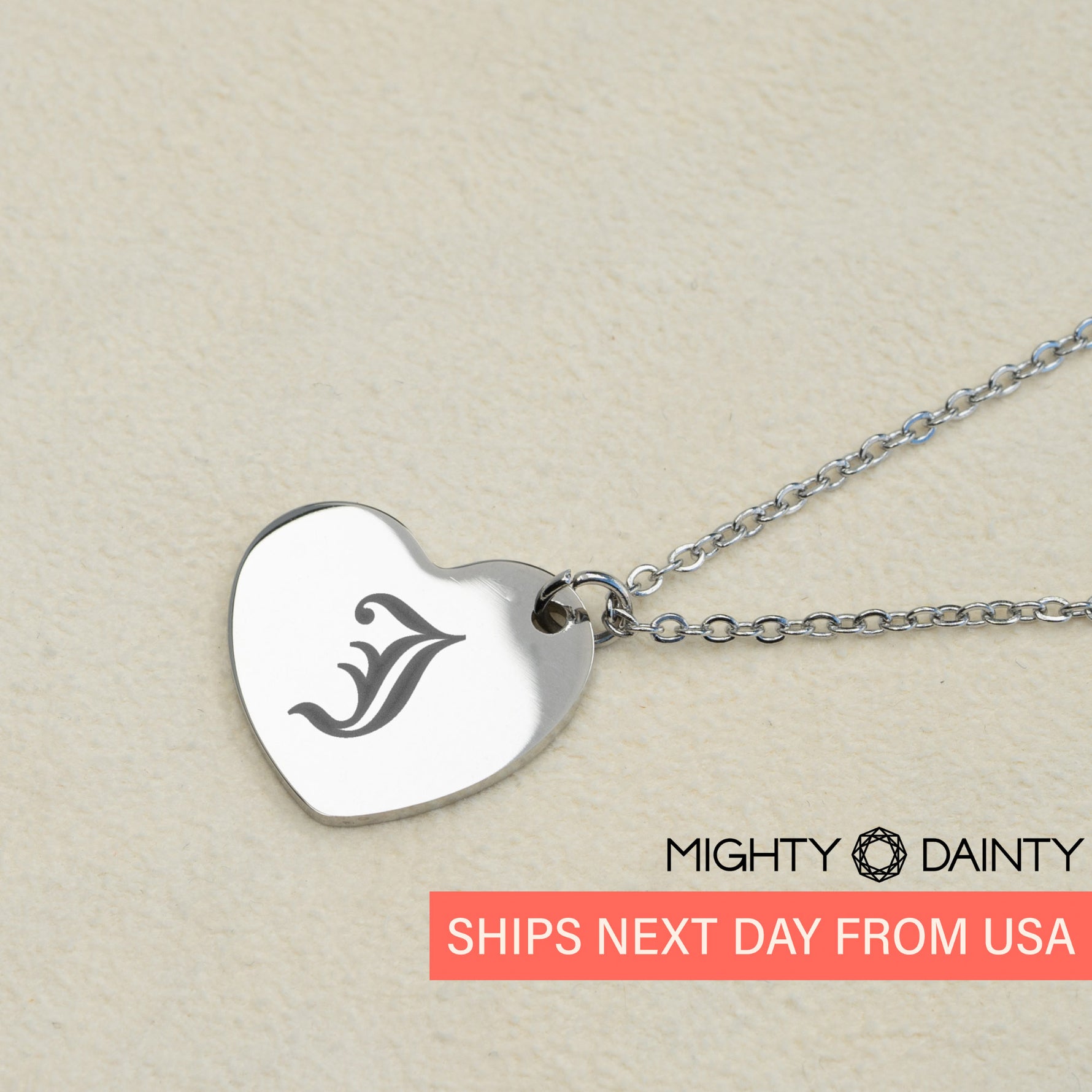 Heart Vintage Initial Necklace