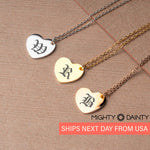 Heart Vintage Initial Necklace